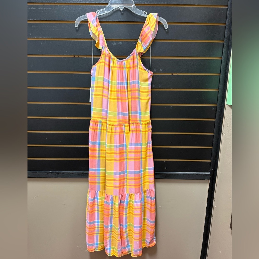 Time & Tru Plaid Ruffle Strap Midi Dress M NWT - Picture 4 of 4